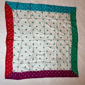 Vintage Polka Dot Large Square Multicolor Colorful Silk Scarf 31x31 New UNIQUE